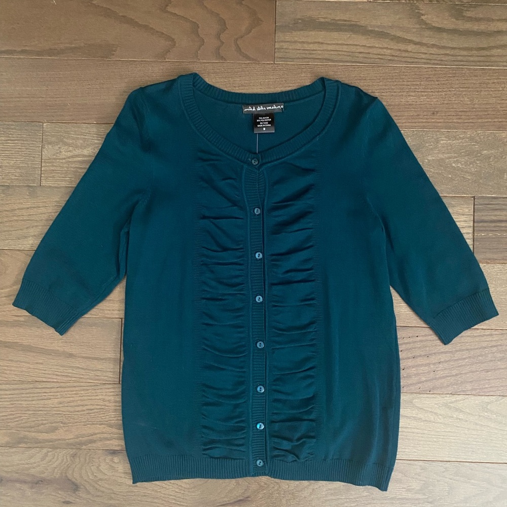 United States Sweaters Teal Short Sleeve Button Down Cardigan